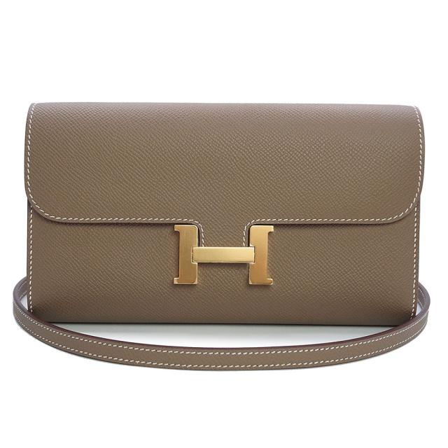 （新品・未使用品）エルメス HERMES コンスタンス ロング トゥーゴー ウォレット 長財布 2WAY クラッチ ショルダーバッグ 斜め掛け ヴォーエプソン レザー  エトゥープ エトープ グレージュ ゴールド金具 B刻印 箱付