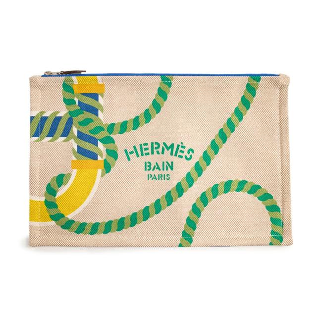（未使用　展示品）エルメス HERMES フラットポーチ ヨッティング GM カノエ H ケース トワルアッシュ コットンキャンバス Vitamine ビタミン シルバー金具