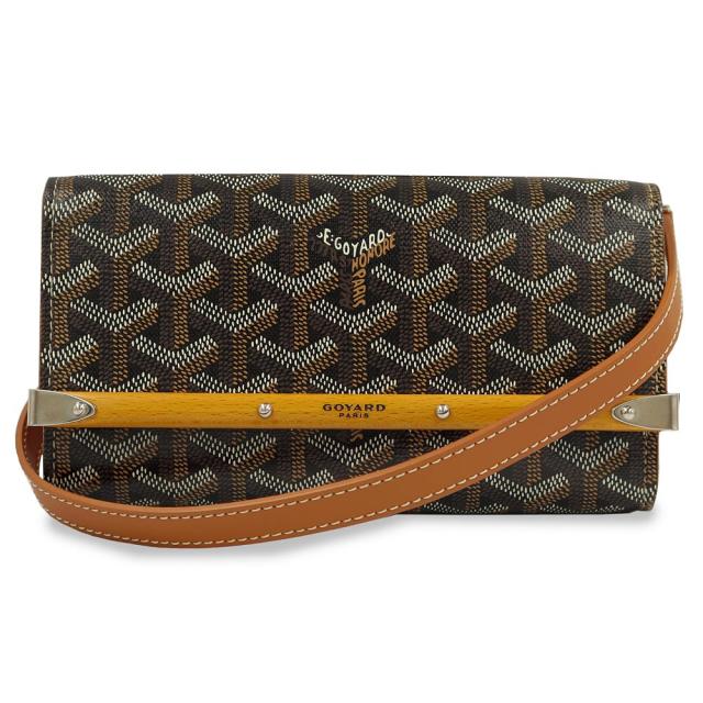 （美品）ゴヤール GOYARD モンテカルロ ミニケース 2WAY クラッチバッグ ポーチ ショルダーバッグ 斜め掛け PVCコーティングキャンバス カーフスキン レザー ウッド ブラック タン シルバー金具