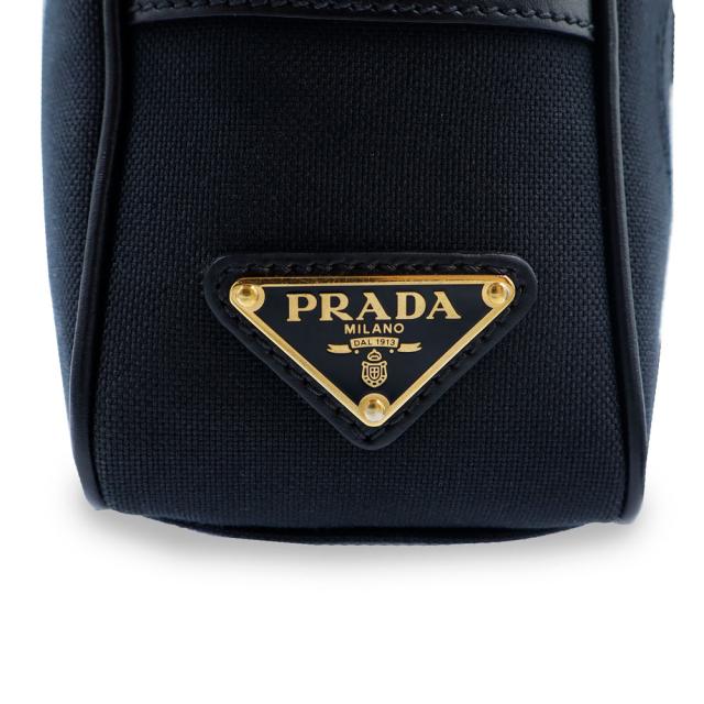 （美品）プラダ PRADA ロゴ ジャガード ショルダーバッグ 斜め掛け キャンバス カーフスキン レザー NERO ネロ ブラック ゴールド金具 1BH089_11