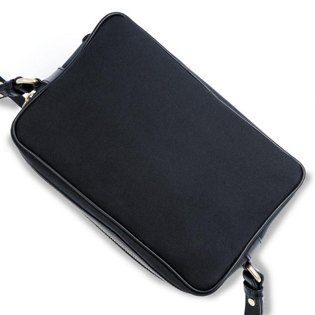 （美品）プラダ PRADA ロゴ ジャガード ショルダーバッグ 斜め掛け キャンバス カーフスキン レザー NERO ネロ ブラック ゴールド金具 1BH089_5