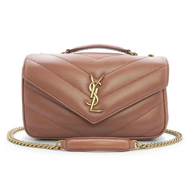 （未使用　展示品）サンローラン SAINT LAURENT LOULOU シェブロンキルティング スモール チェーン 2WAY ショルダーバッグ 斜め掛け マテラッセ ラムスキン レザー オルテンシア ピンク アンティークゴールド金具 801437 箱付