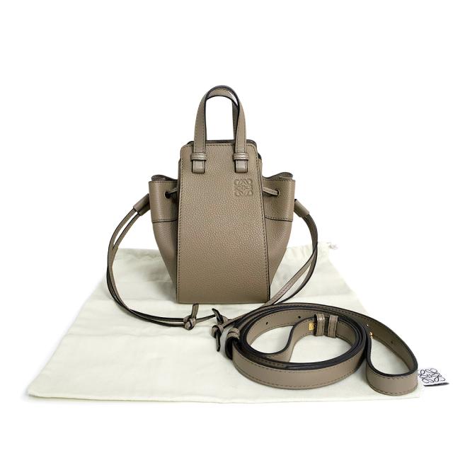 （新品・未使用品）ロエベ LOEWE ハンモック ドローストリング ミニ 2Way ショルダー ハンドバッグ 斜め掛け ソフトグレイン