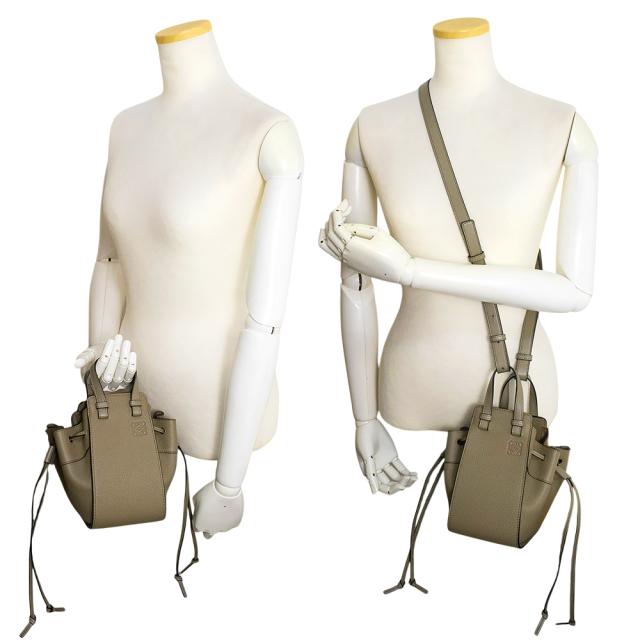 （新品・未使用品）ロエベ LOEWE ハンモック ドローストリング ミニ 2Way ショルダー ハンドバッグ 斜め掛け ソフトグレイン
