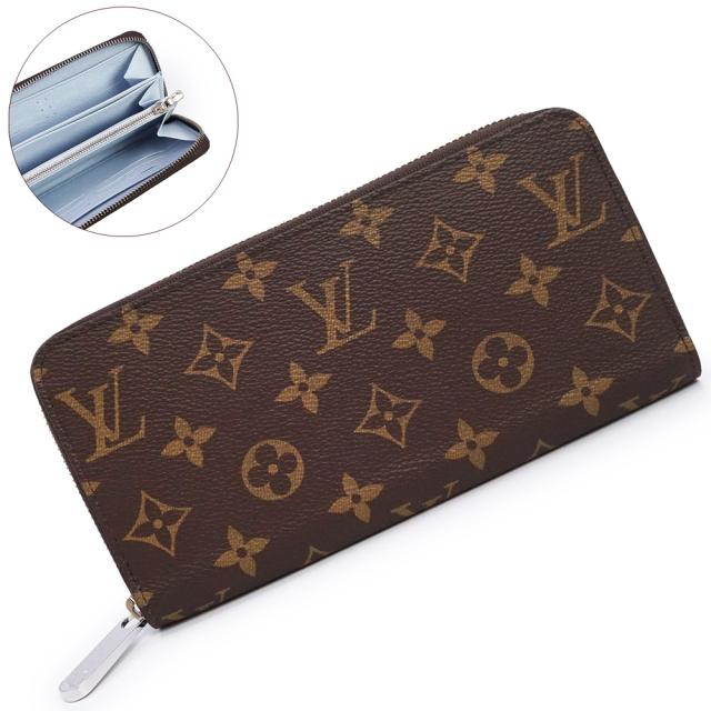 （未使用　展示品）ルイ ヴィトン LOUIS VUITTON ジッピー ウォレット ラウンドファスナー 長財布 モノグラム ウォッシュドブルー ブラウン シルバー金具 M11776 箱付