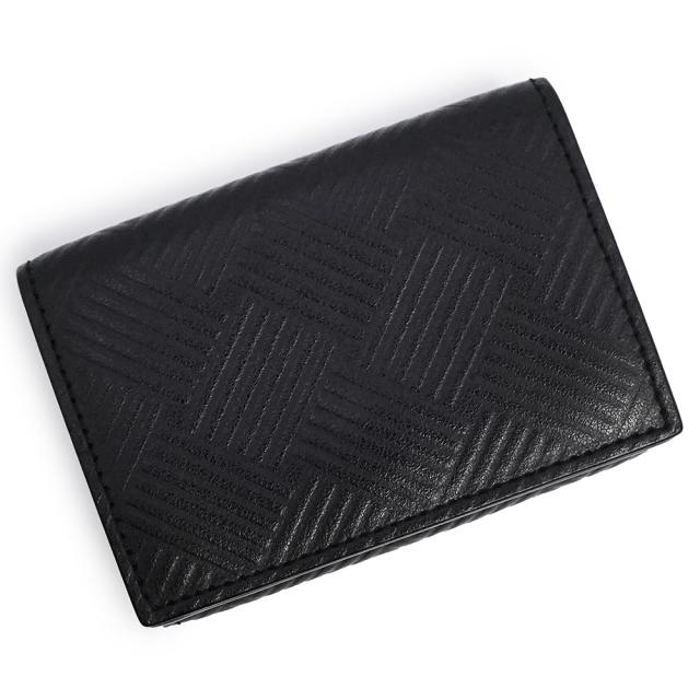 （未使用　展示品）ボッテガヴェネタ BOTTEGA VENETA イントレチャート エンボス スモール コンパクト 三つ折り財布 カーフスキン レザー ブラック ネロ シルバー金具 592678