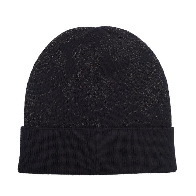 （未使用保管品）シャネル CHANEL カメリア ココマーク ビーニー ニットキャップ 帽子 ウール カシミヤ ブラック ゴールド AAB114_2