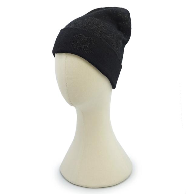 （未使用保管品）シャネル CHANEL カメリア ココマーク ビーニー ニットキャップ 帽子 ウール カシミヤ ブラック ゴールド AAB114_4