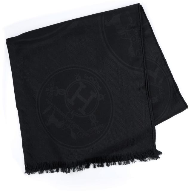 （新品・未使用品）エルメス HERMES ニュー リブリス スカーフ ストール ショール マフラー カシミヤ70% シルク30％ ブラック 箱付