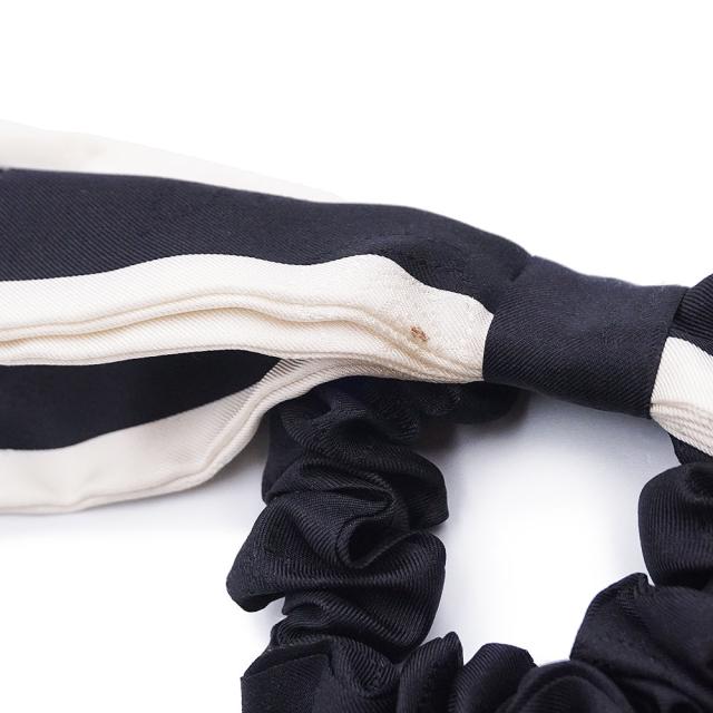 CHANEL☆美品 リボン型シュシュ(ヘアゴム) ブラック ロゴ・カメリア