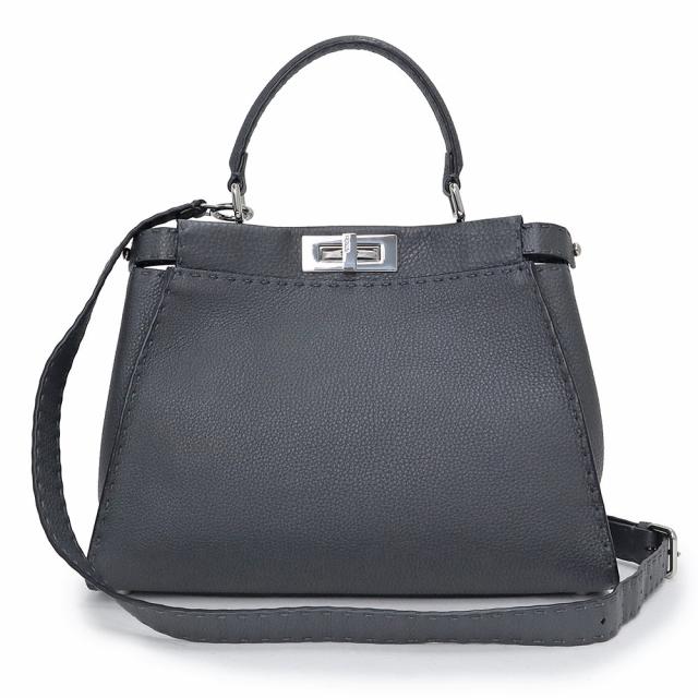 （未使用　展示品）フェンディ FENDI ピーカブー セレリア レギュラー ミディアム 2WAY ショルダー ハンドバッグ 斜め掛け ローマンレザー グレー シルバー金具 8BN290