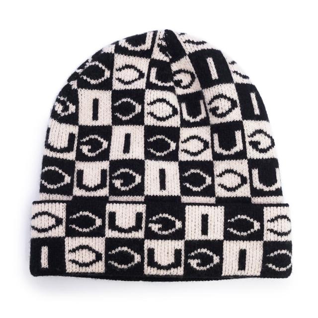 （新品・未使用品）グッチ GUCCI ロゴ アップサイド ニットキャップ ニット帽 帽子 Ｍサイズ 58CM ウール100％ ブラック ホワイト 595981