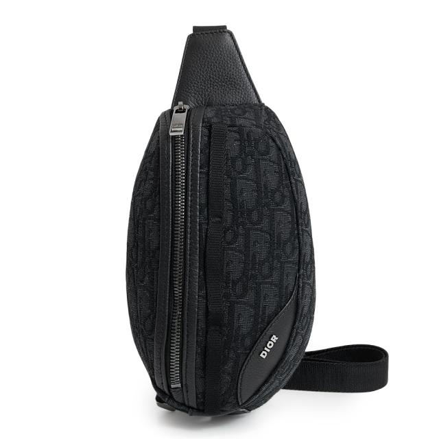 （未使用　展示品）ディオール Dior スカラベ ウエスト ボディバッグ 斜め掛け グレインドカーフスキン レザー ディオール オブリーク ジャカード ブラック シルバー金具