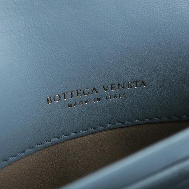 （美品）ボッテガヴェネタ BOTTEGA VENETA イントレチャート コンチネンタルウォレット 二つ折り財布 ラムスキン レザー ブルー ガンメタル金具 543898 箱付