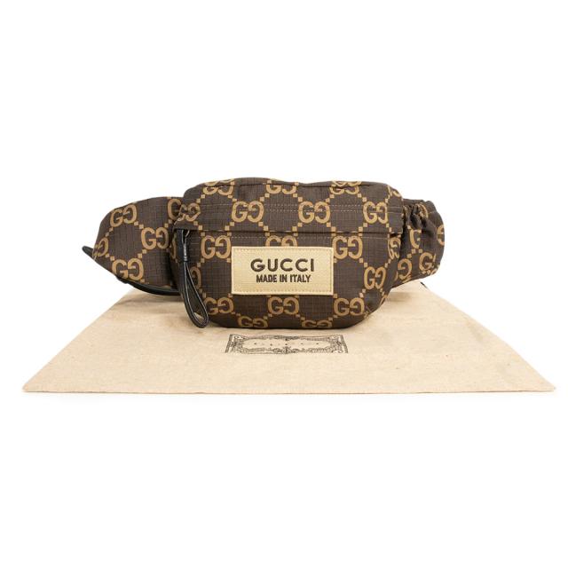 （新品・未使用品）グッチ GUCCI ベルトバッグ ウエストバッグ GGリップスナイロン リサイクルポリエステル ブラウン シルバー金具 767934_1
