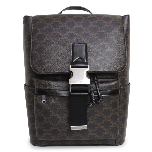 （未使用　展示品）セリーヌ CELINE リュック デイパック バックパック トリオンフキャンバス カーフスキン レザー ブラック シルバー金具 120812GL7