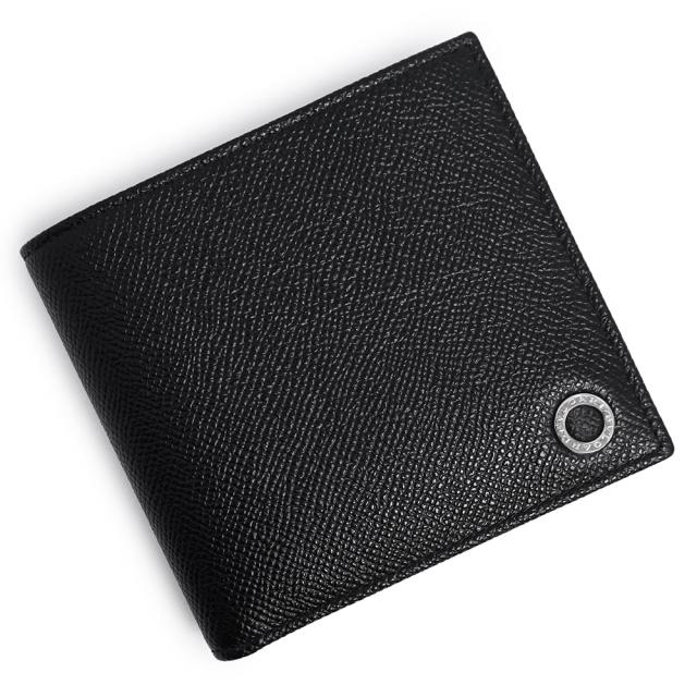 （新品・未使用品）BVLGARI ブルガリ 30396 ブルガリ ブルガリ マン 二つ折り財布 グレインカーフレザー ブラック ブルー シルバー金具