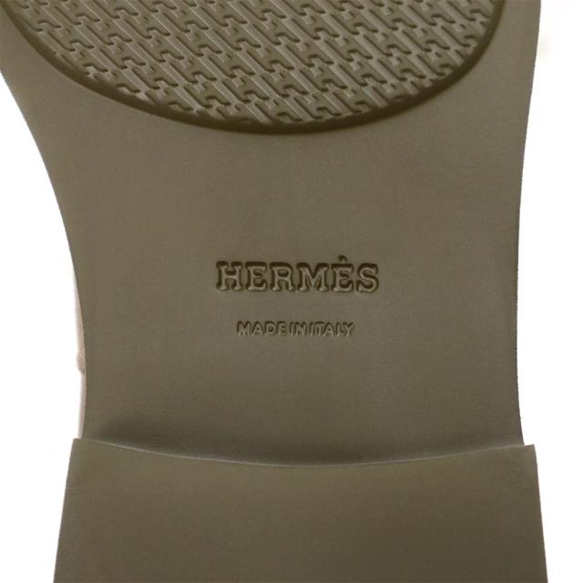 （未使用　展示品）HERMES エルメス サイドゴアブーツ ショート 靴 43 28cm スウェード ヴォーベロア レザー ベージュ_9