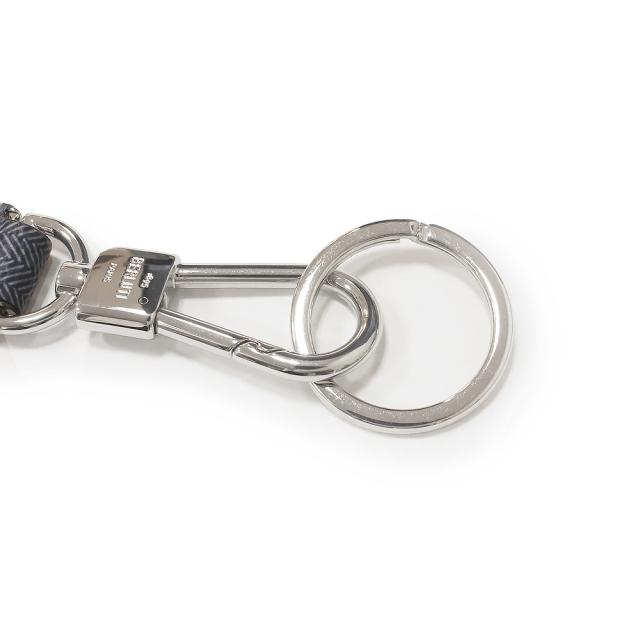 （中古）Berluti ベルルッティ シューホーン 靴べら キーリング キーホルダー バッグチャーム シグネチャーキャンバス ブルー シルバー金具_3