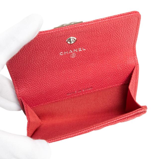 （新品・未使用品）CHANEL シャネル A80603 ボーイシャネル フラップ カードケース 名刺入れ 定期入れ パスケース マットキャビアスキン レザー レッド シルバー金具 箱付_3