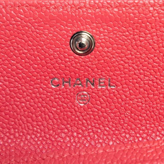 （新品・未使用品）CHANEL シャネル A80603 ボーイシャネル フラップ カードケース 名刺入れ 定期入れ パスケース マットキャビアスキン レザー レッド シルバー金具 箱付_7