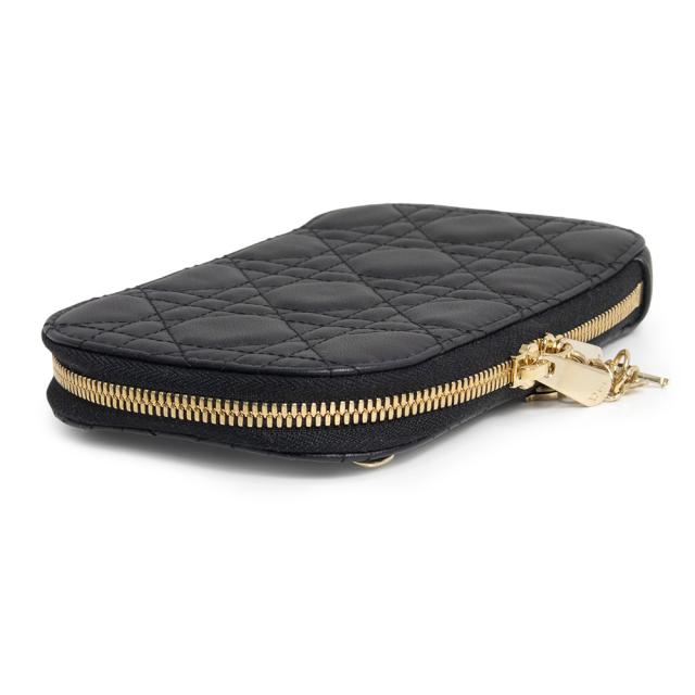 （未使用　展示品）Dior ディオール S0872ONMJ レディ ディオール Callin Dior コーリン フォンホルダー 斜め掛け チェーン ショルダーバッグ 携帯 スマートフォンケース カナージュ ラムスキン レザー ブラック ゴールド金具_2