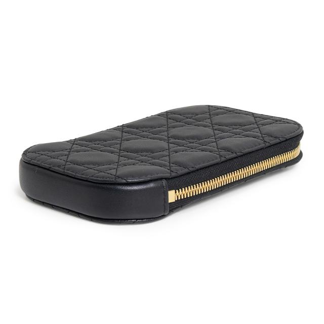 （未使用　展示品）Dior ディオール S0872ONMJ レディ ディオール Callin Dior コーリン フォンホルダー 斜め掛け チェーン ショルダーバッグ 携帯 スマートフォンケース カナージュ ラムスキン レザー ブラック ゴールド金具_4