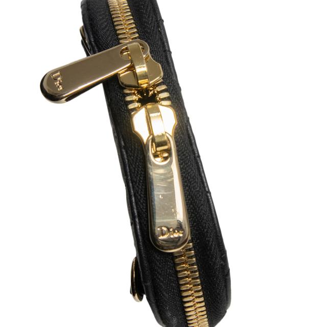 （未使用　展示品）Dior ディオール S0872ONMJ レディ ディオール Callin Dior コーリン フォンホルダー 斜め掛け チェーン ショルダーバッグ 携帯 スマートフォンケース カナージュ ラムスキン レザー ブラック ゴールド金具_7