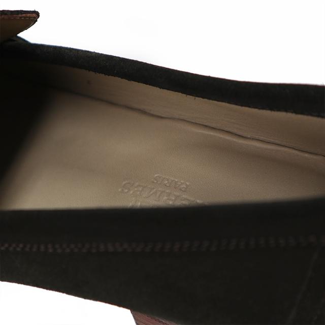 （未使用保管品）HERMES エルメス モカシン パリ ローファー シューズ 靴 39 24cm ヴォーベロア レザー ダークブラウン シルバー金具
