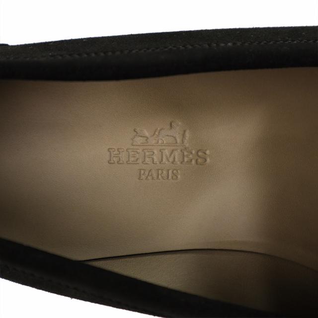 （未使用保管品）HERMES エルメス モカシン パリ ローファー シューズ 靴 39 24cm ヴォーベロア レザー ダークブラウン シルバー金具