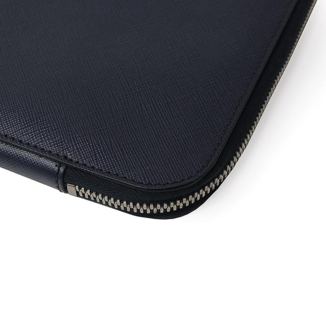 （美品）プラダ PRADA 2VN001 二つ目 クラッチペダル御徒面子 三角形 ロゴタイプ本塁 サフィアーノ 周遊 なめし革 バルト バルティコ 米国海軍 青味 しろがね色金具