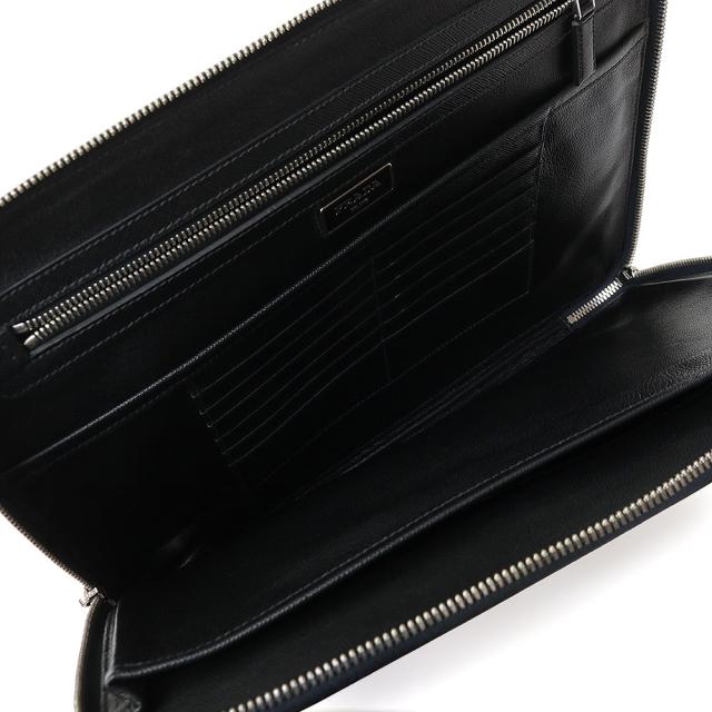 （美品）プラダ PRADA 2VN001 二つ目 クラッチペダル御徒面子 三角形 ロゴタイプ本塁 サフィアーノ 周遊 なめし革 バルト バルティコ 米国海軍 青味 しろがね色金具