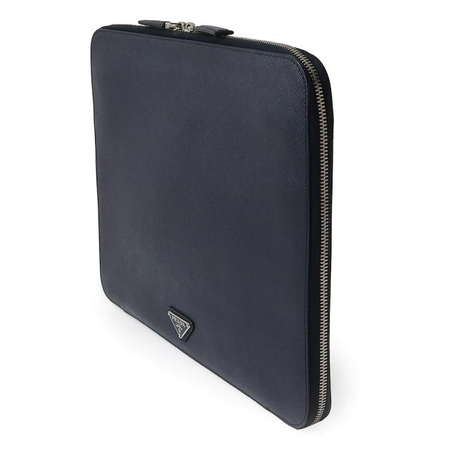 （美品）プラダ PRADA 2VN001 二つ目 クラッチペダル御徒面子 三角形 ロゴタイプ本塁 サフィアーノ 周遊 なめし革 バルト バルティコ 米国海軍 青味 しろがね色金具