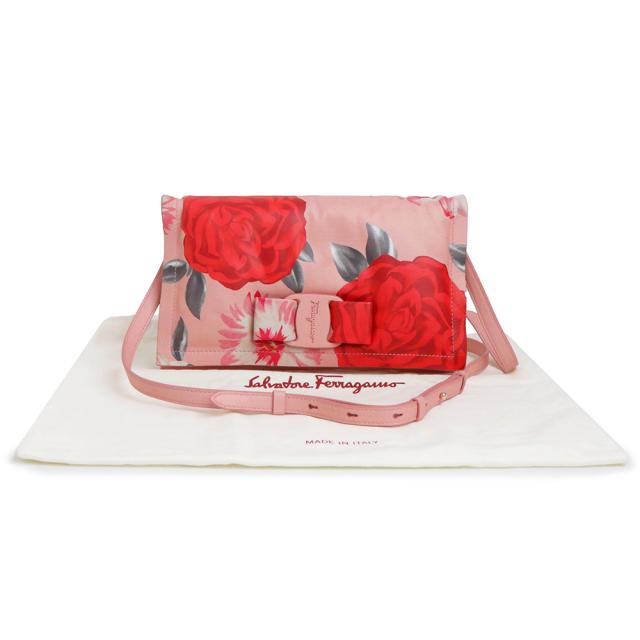 （未使用　展示品）Salvatore Ferragamo サルヴァトーレフェラガモ AU-22 ヴァラ VIVA BOW ビバ ボウ リボン カーフスキン ピンク レッド ショルダーバッグ 斜め掛け レザー ゴールド金具_1