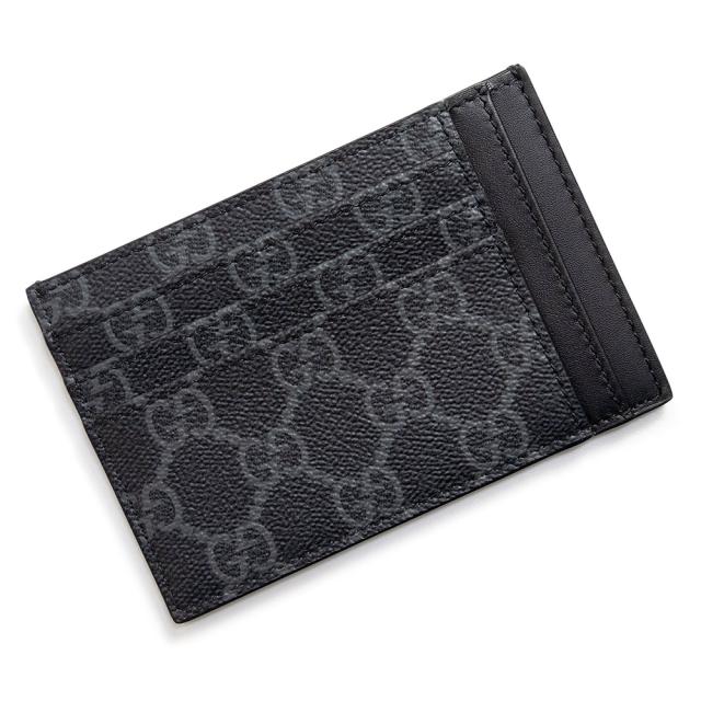 （未使用　展示品）GUCCI グッチ 821208 GGエンブレム GGスプリームキャンバス ブラック グレー カードケース 名刺入れ 定期入れ パスケース
