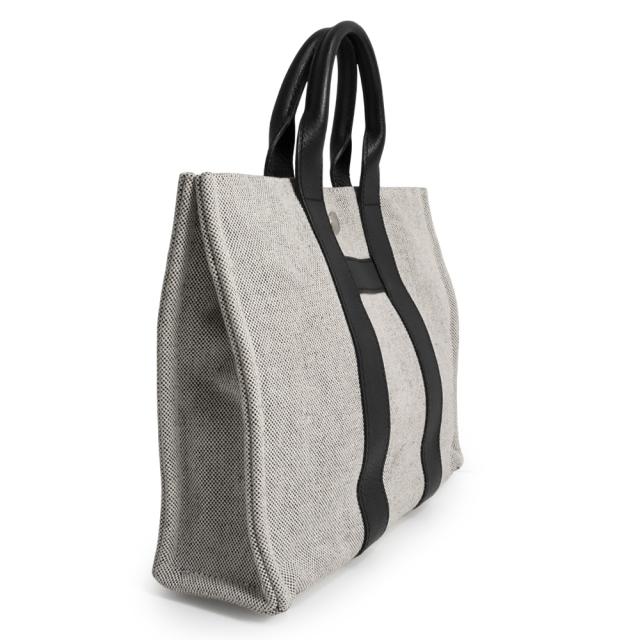（美品）HERMES エルメス サックアーネ PM トワルアッシュ ネゴンダ グレー ブラック ハンドバッグ キャンバス レザー シルバー金具_3