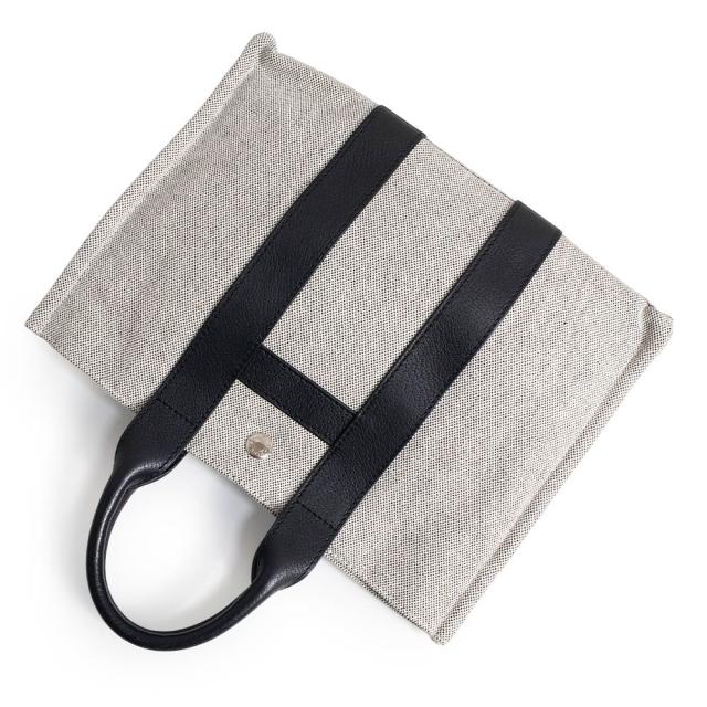（美品）HERMES エルメス サックアーネ PM トワルアッシュ ネゴンダ グレー ブラック ハンドバッグ キャンバス レザー シルバー金具_5