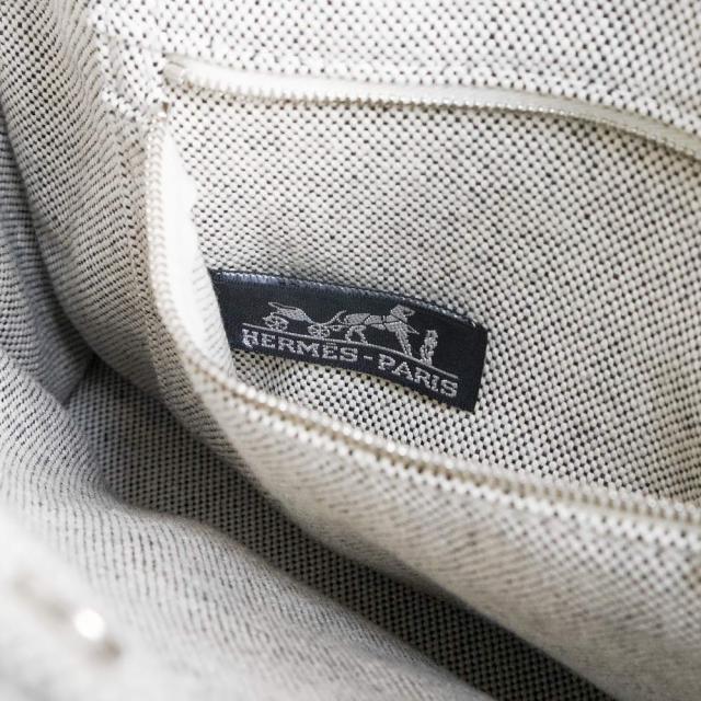 （美品）HERMES エルメス サックアーネ PM トワルアッシュ ネゴンダ グレー ブラック ハンドバッグ キャンバス レザー シルバー金具_8