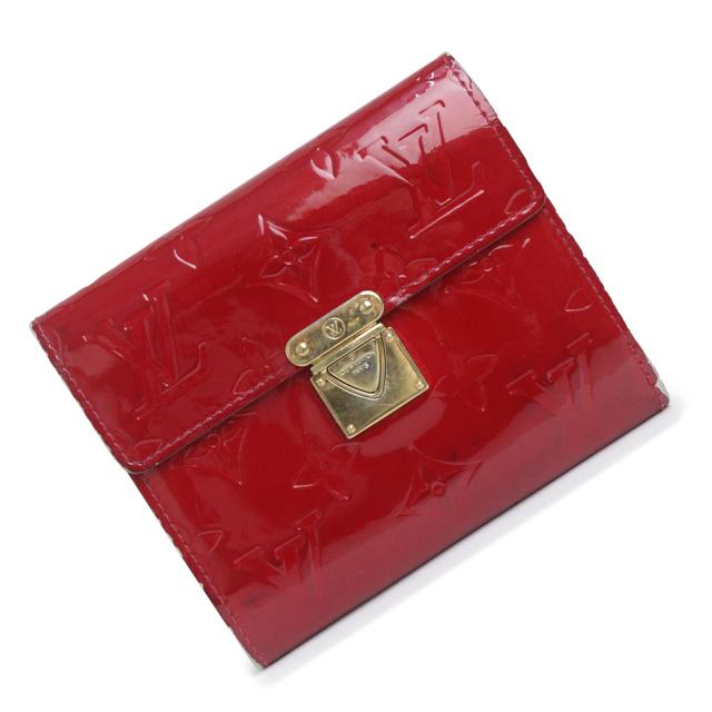 （中古）LOUIS VUITTON ルイ ヴィトン M91979 ポルトフォイユ コアラ ヴェルニ パテント エナメル ポムダムール レッド 三つ折り財布 レザー ゴールド金具 イニシャル入り 10,934円