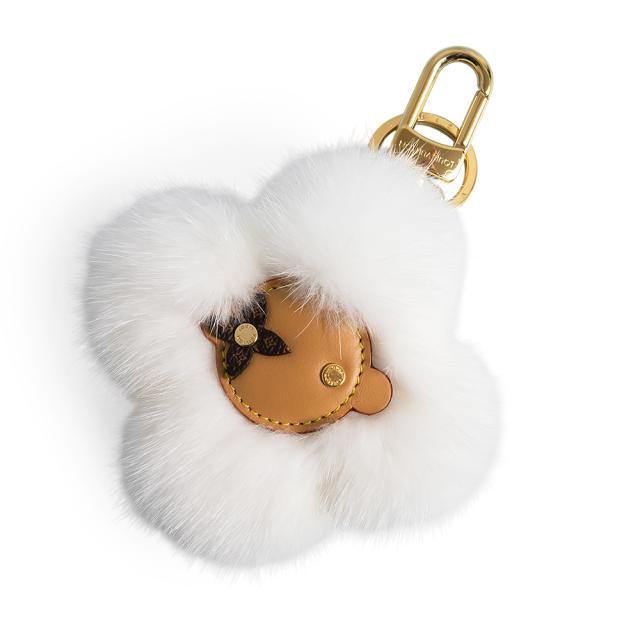 （新品・未使用品）LOUIS VUITTON ルイ ヴィトン M02300 ヴィヴィエンヌ ファー レザー ミンクファー ブロン ホワイト キーホルダー チャーム ゴールド金具 箱付