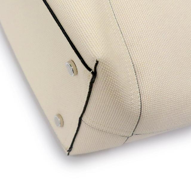 （未使用　展示品）JIMMY CHOO ジミーチュウ J000141694001 ロゴ トート キャンバス レザー ベージュ ブラック トートバッグ シルバー金具_9