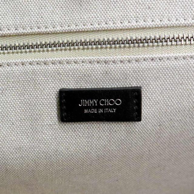 （未使用　展示品）JIMMY CHOO ジミーチュウ J000141694001 ロゴ トート キャンバス レザー ベージュ ブラック トートバッグ シルバー金具_8