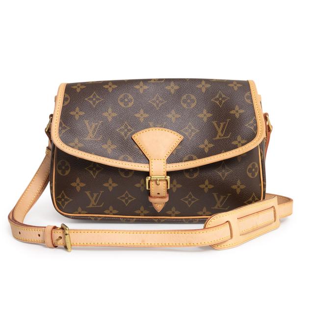 （中古）LOUIS VUITTON ルイ ヴィトン M42250 ソローニュ モノグラム ヌメ革 ブラウン ショルダーバッグ 斜め掛け レザー ゴールド金具