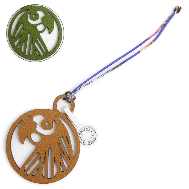 （新品・未使用品）HERMES エルメス プティ アッシュ petit h オウム 鳥 バード Bird オーナメント トゴ ヴォーエプソン シルク ベージュ グリーン チャーム 箱付
