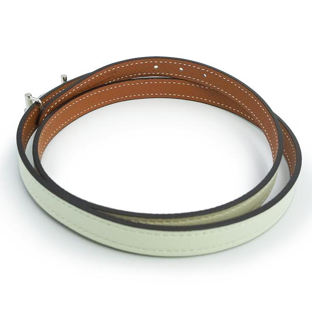 （新品・未使用品）HERMES エルメス シェーヌダンクル アンクル 13 ヴォースイフト ヴォーエプソン ヴェールフィズ ゴールド ライトグリーン ブラウン U刻印 リバーシブル ベルト 70CM レザー シルバー金具