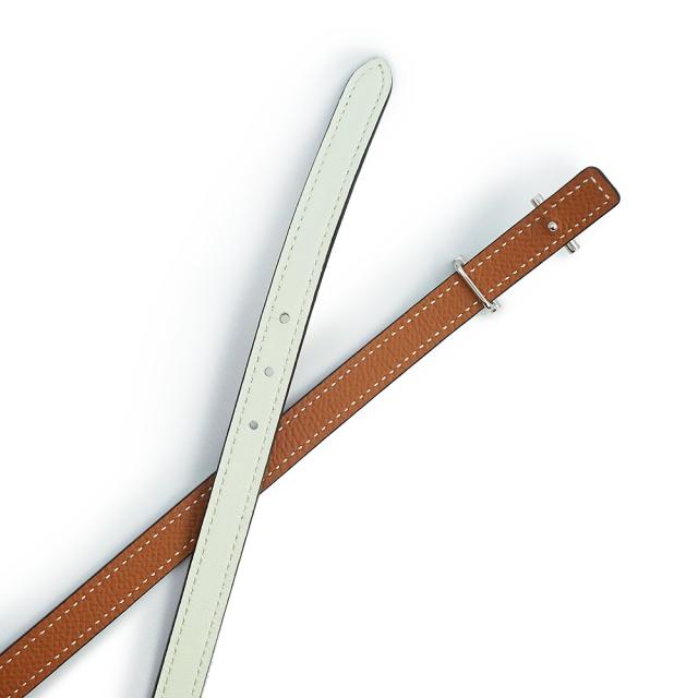 （新品・未使用品）HERMES エルメス シェーヌダンクル アンクル 13 ヴォースイフト ヴォーエプソン ヴェールフィズ ゴールド ライトグリーン ブラウン U刻印 リバーシブル ベルト 70CM レザー シルバー金具
