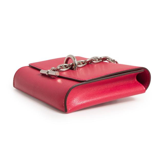 （新品・未当てはめる品）HERMES エルメス シェーヌダンクル シェーブルミゾール さくら色 エクストリーム B目じるし パウダーコンパクト ウォレット 二つ折り紙入れ シェブル なめし革 しろがね色金具 箱付