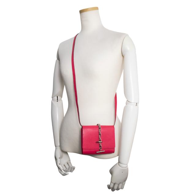 （新品・未当てはめる品）HERMES エルメス シェーヌダンクル シェーブルミゾール さくら色 エクストリーム B目じるし パウダーコンパクト ウォレット 二つ折り紙入れ シェブル なめし革 しろがね色金具 箱付