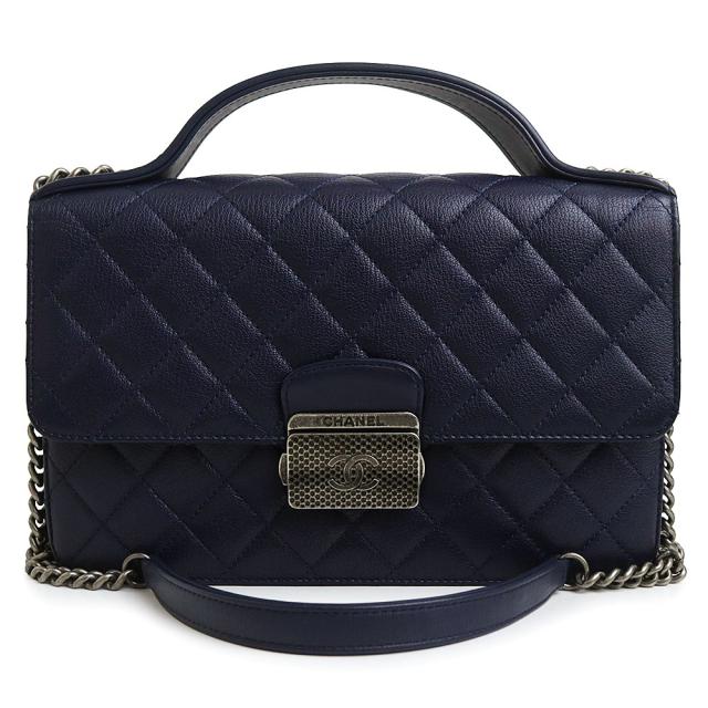 （未使用　展示品）CHANEL シャネル A93537 CCユニバーシティ マトラッセ ゴートスキン ネイビー 2way チェーン ショルダー ハンドバッグ 斜め掛け レザー アンティークシルバー金具 233,750円