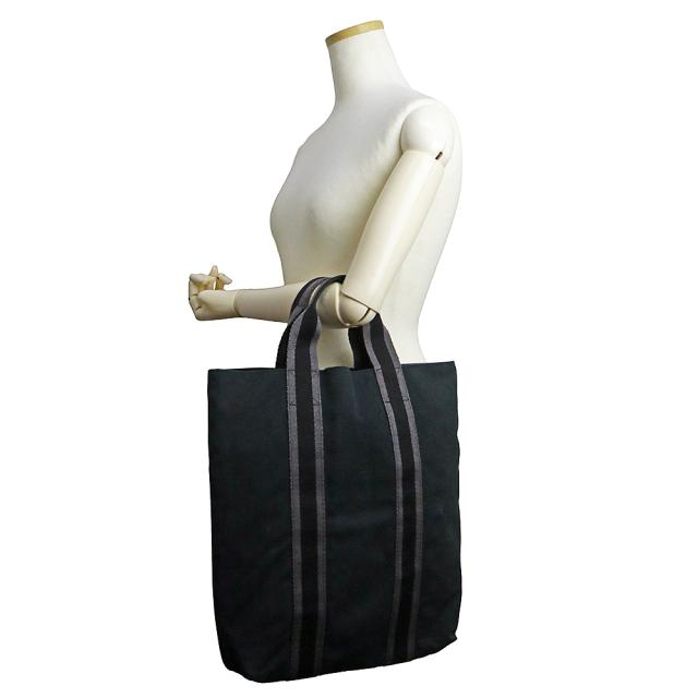 （中古）HERMES エルメス フールトゥ カバス コットンキャンバス ブラック グレー トート ハンドバッグ_6